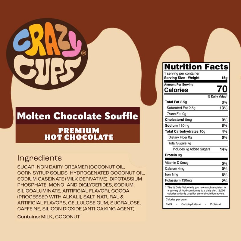 Crazy Cups Caffeinated Hot Chocolate, Molten Chocolate Souffle Pods For Keurig K Cups Machines, 100 Mg Of Caffeine Coffee Substitute Hot Cocoa Pods, 22 Count - Image 3